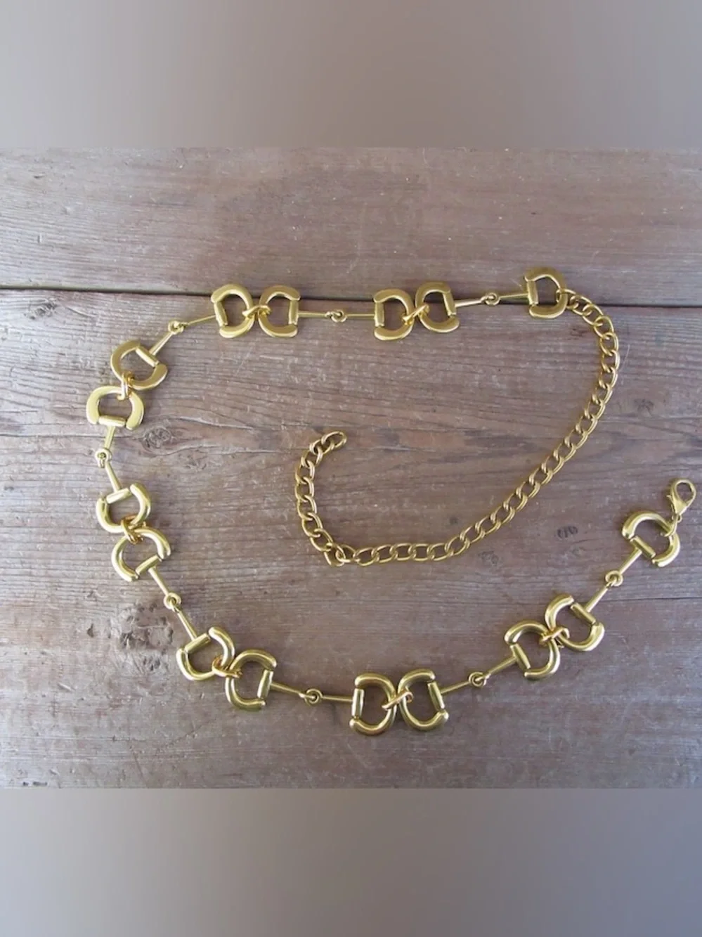 Multi-Link Gold Chain Belt Double D Design
